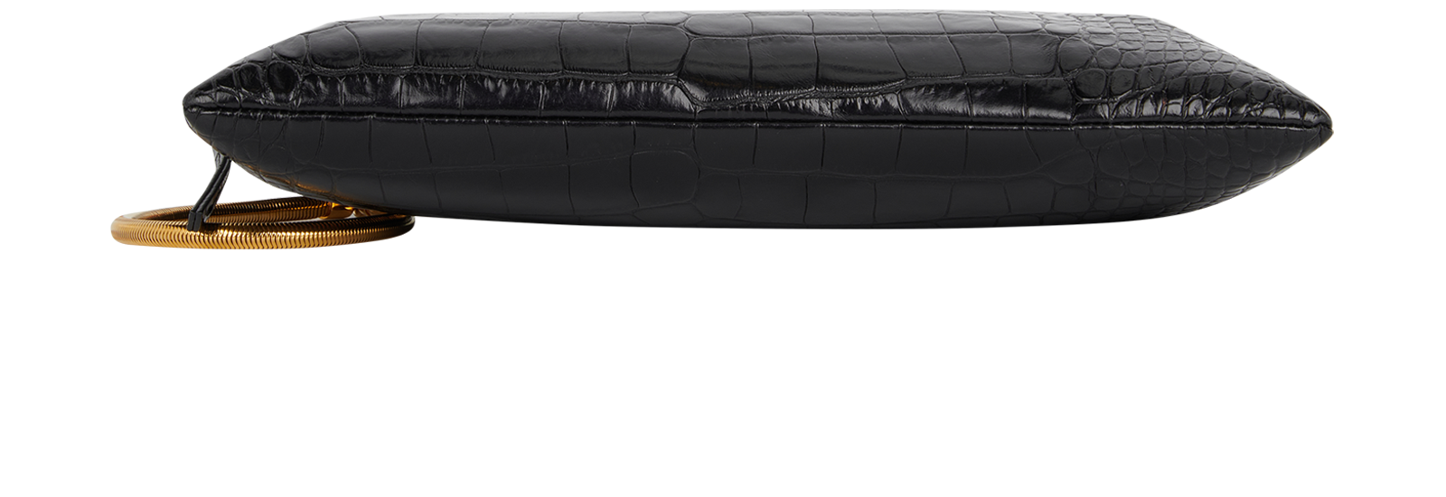 Croc Embossed Clutch, &pound;150, Handbags, Black, Leather, Top view